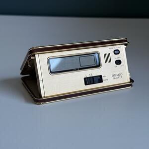 Seiko Travel Alarm Clock Tortoiseshell Case Gold Vintage Clock Untested T64